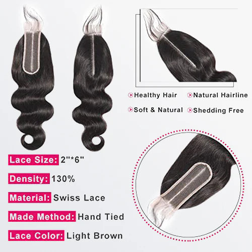 Virgin Body Wave Hair Closure 2x6
